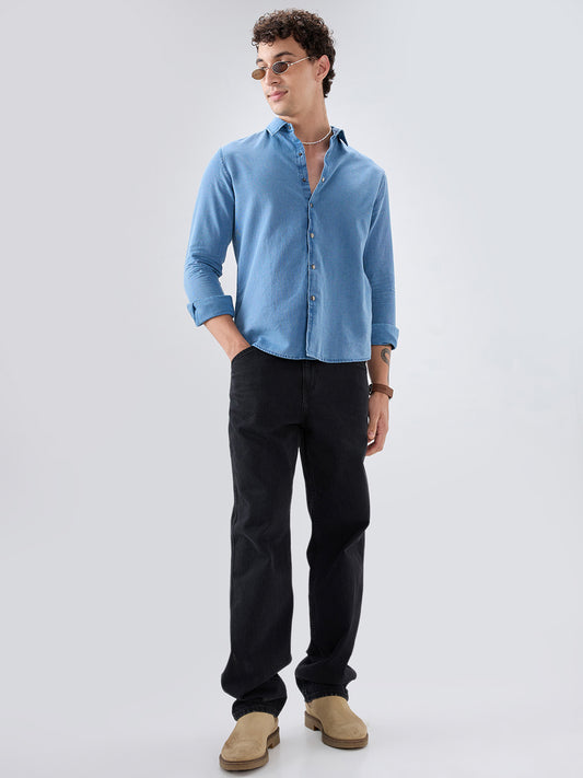Exquisite Blue Denim Upscale Shirt