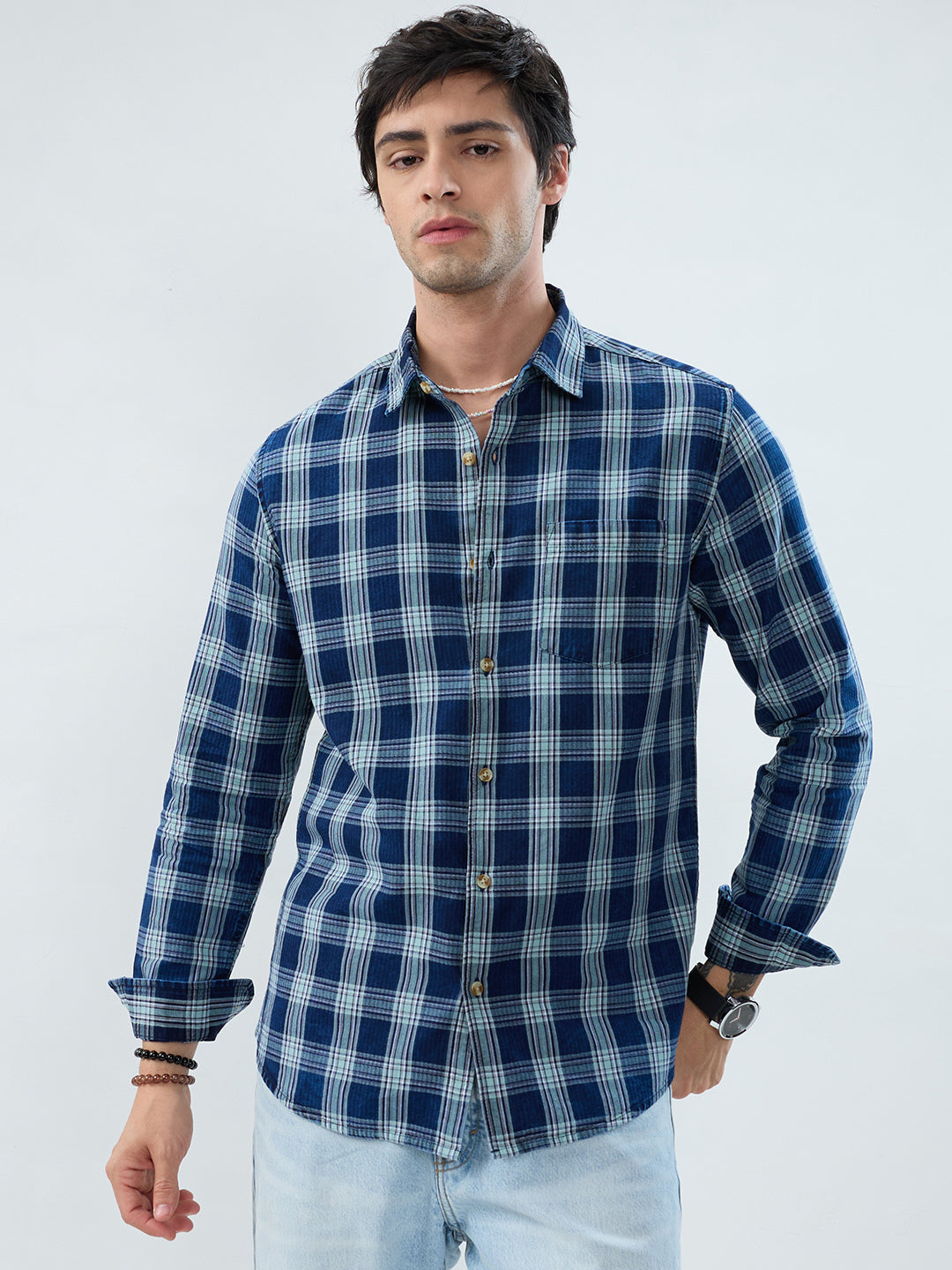 Timeless Denim Blue Box Checks Shirt