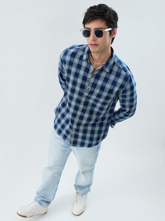 Timeless Denim Blue Box Checks Shirt