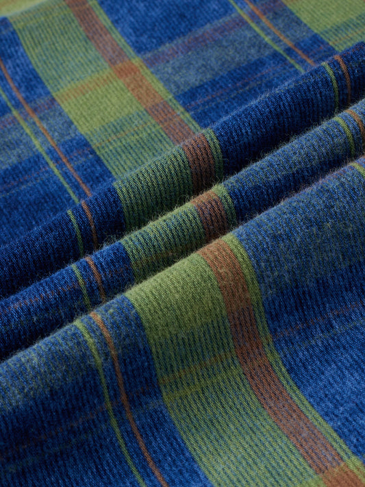 Versatile Navy & Green Denim Plaid Checks Shirt