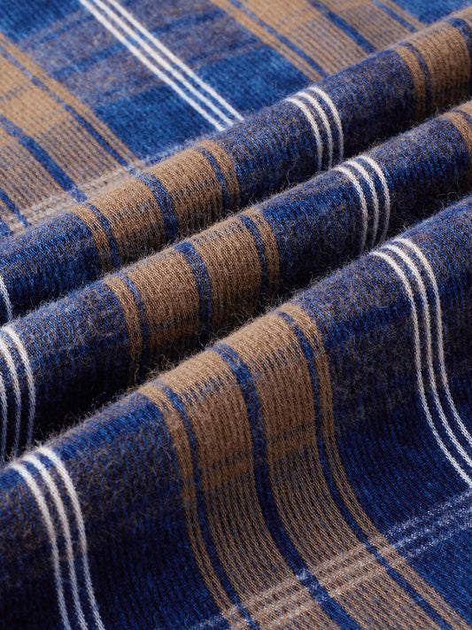 Classic Camel Brown Nightfall Denim Tartan Checks Shirt