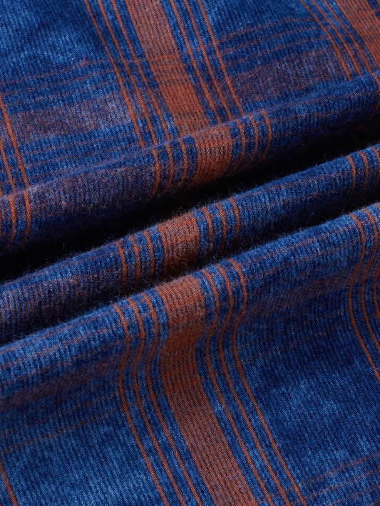 Versatile Navy & Copper Denim Plaid Checks Shirt