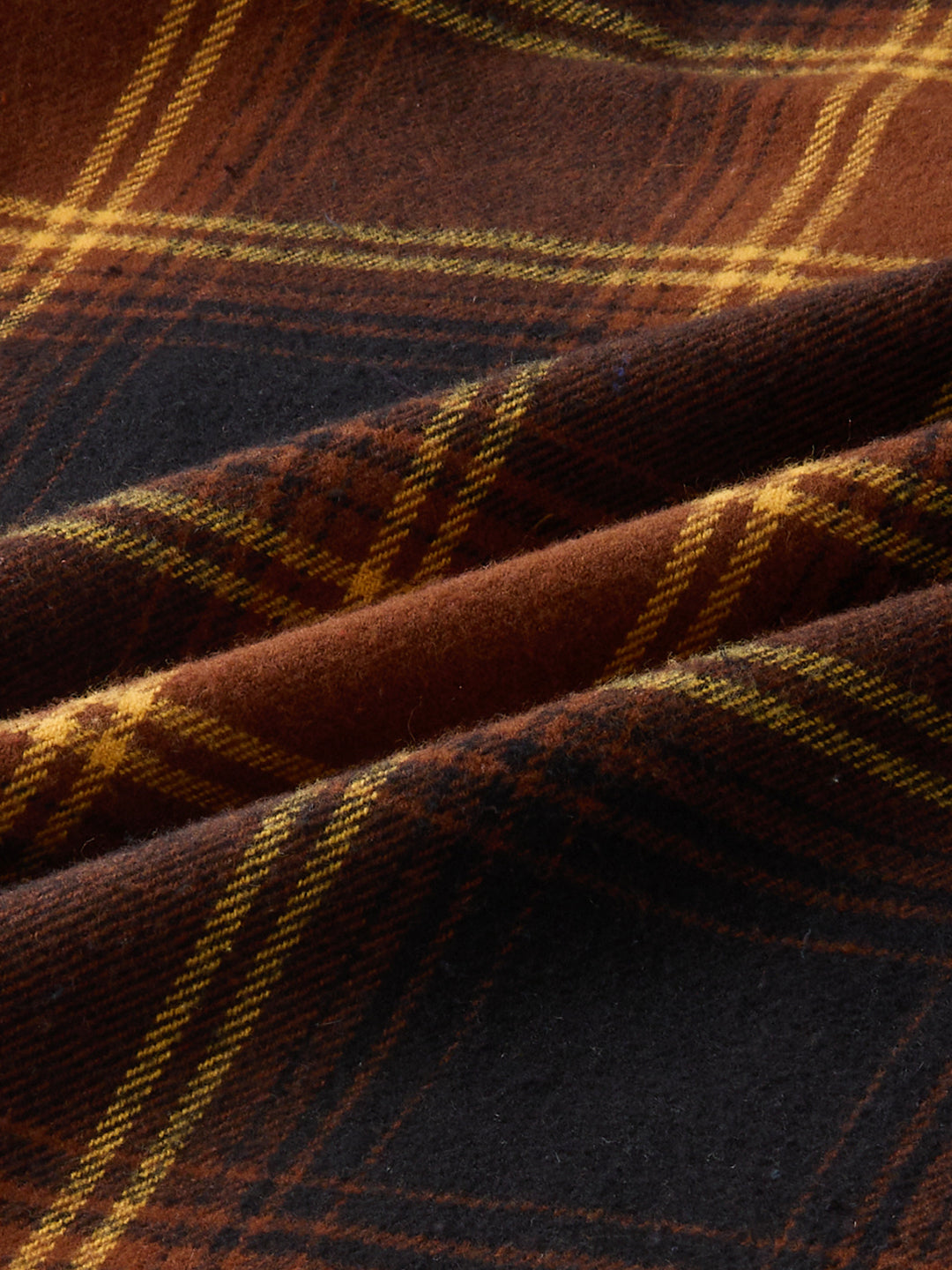 Vintage Coffee Brown & Mustard Checks Flap Pocket Flannel Shirt