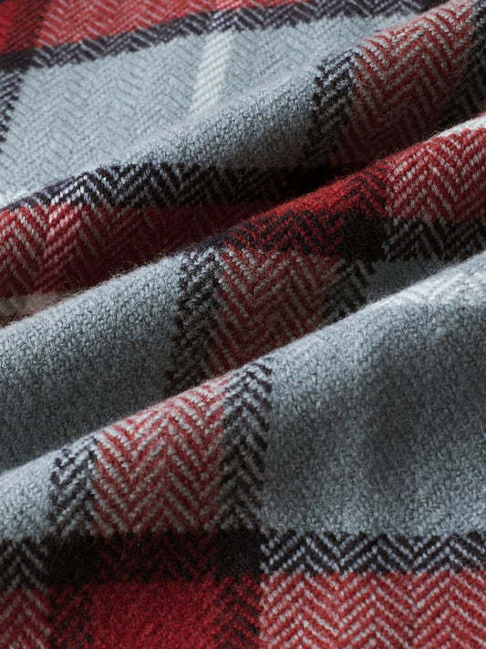 Grey & Red Tartan Checked Double Pocket Flannel