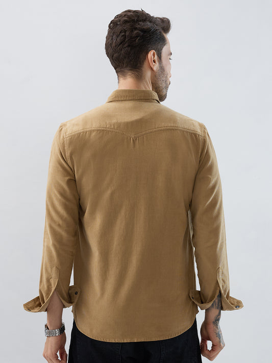 Vintage Khaki Double Pocket Corduroy Overshirt