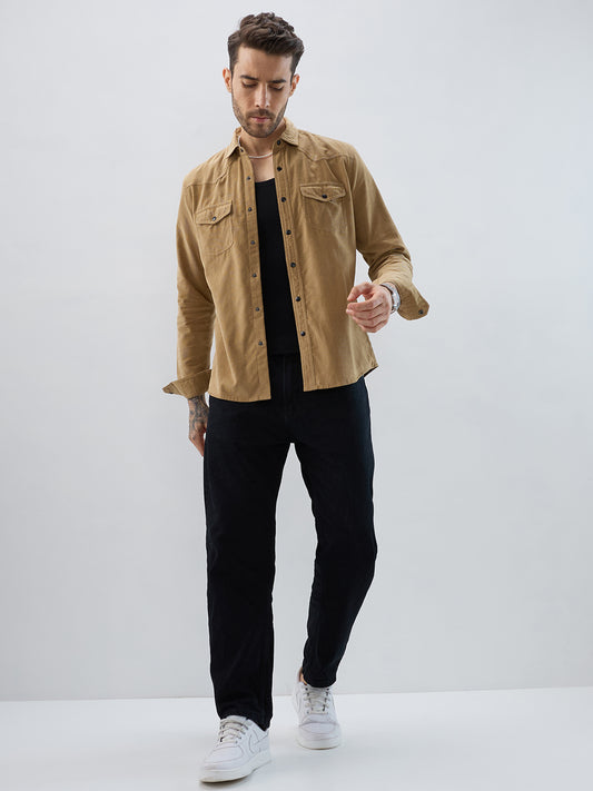 Vintage Khaki Double Pocket Corduroy Overshirt