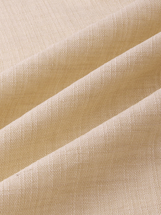 Soft Beige Slub Textured Oversized Side Slit Button Crop Shirt