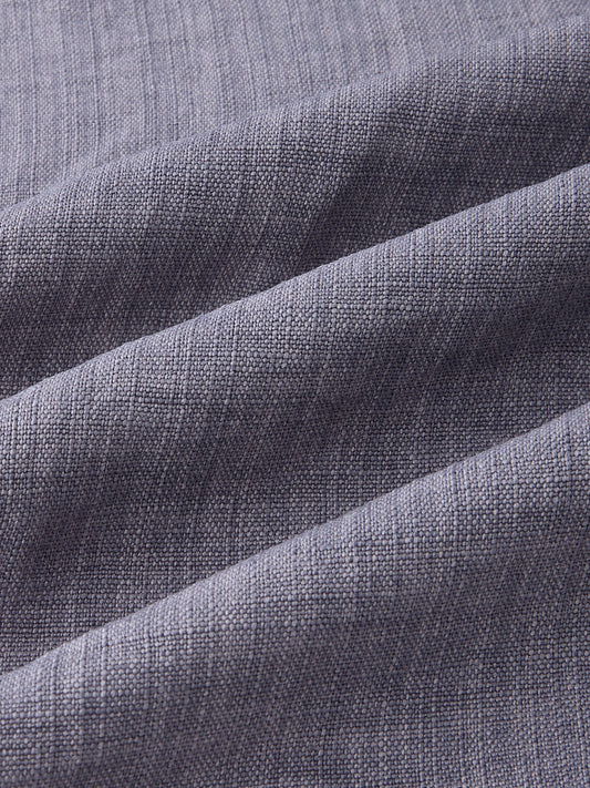 Pebble Grey Slub Textured Side-Slit Button Oversized Crop Shirt