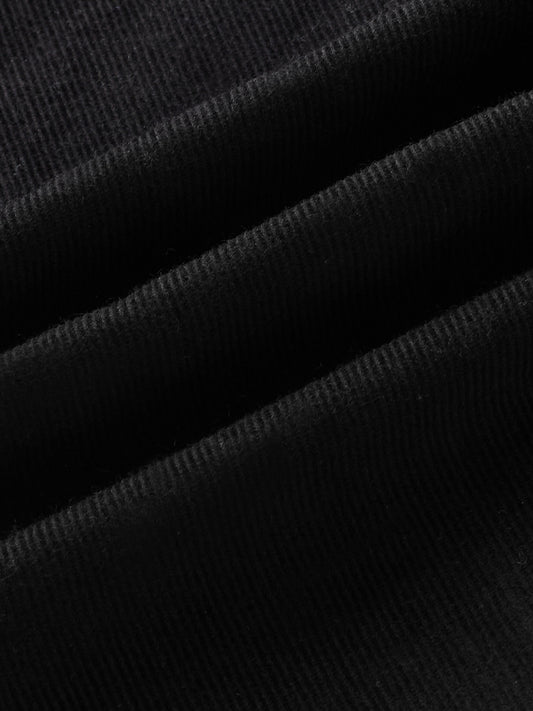 Timeless Black Corduroy Double Flap Pocket Overshirt