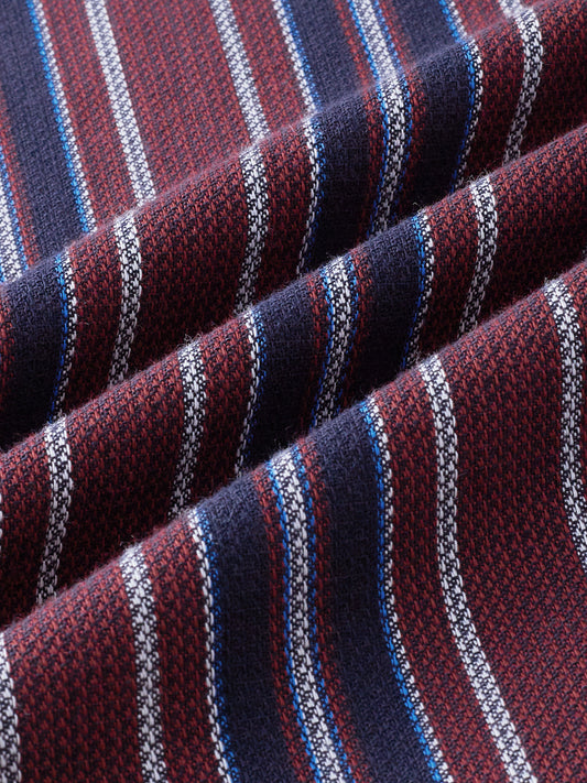 Premium Cotton Maroon & Navy Balanced Striped Shirt