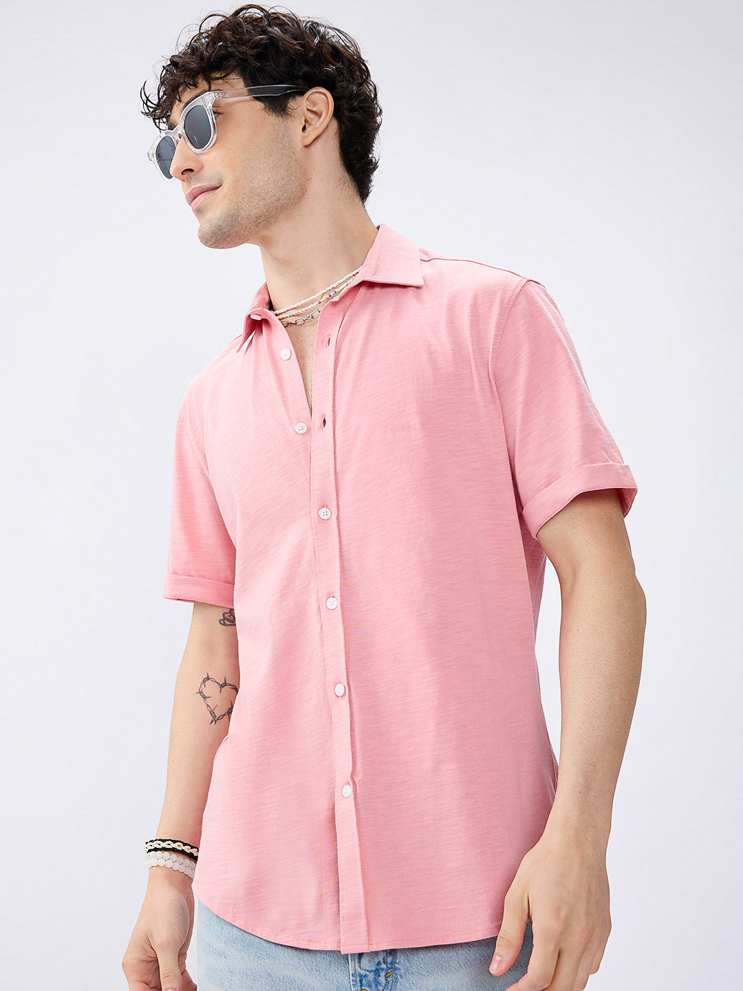 Rose Pink Blush Tone Knitted Shirt
