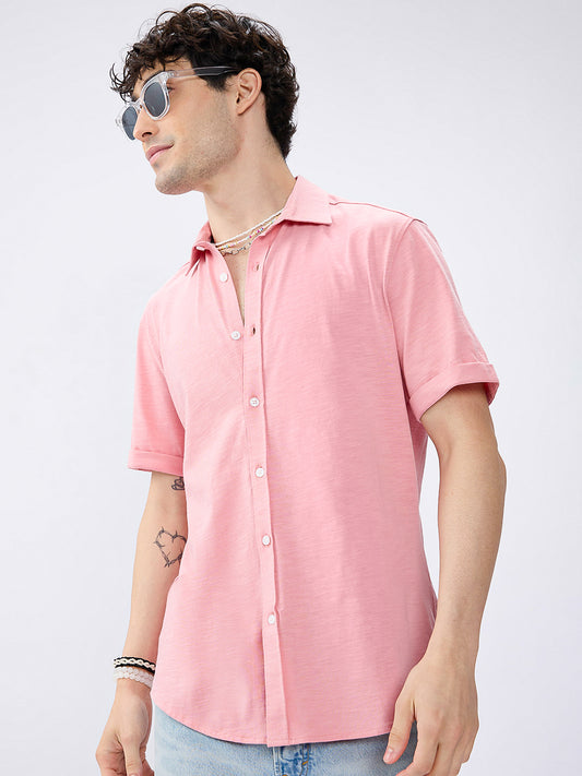 Rose Pink Blush Tone Knitted Shirt