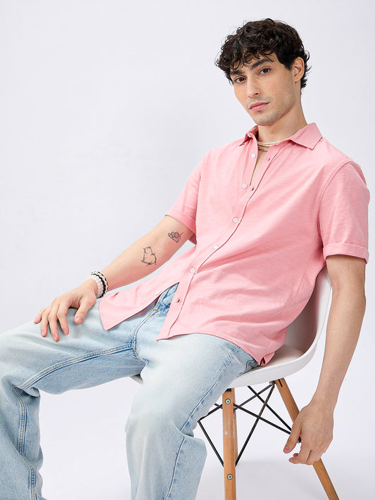 Rose Pink Blush Tone Knitted Shirt