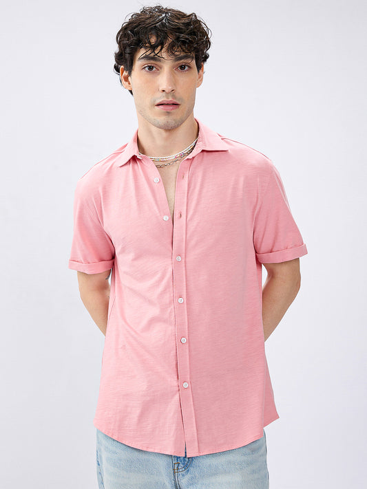 Rose Pink Blush Tone Knitted Shirt