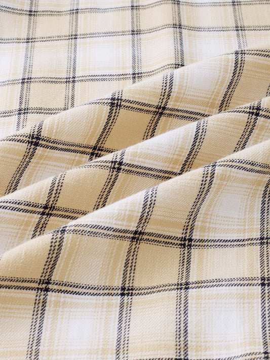 Neutral Beige & Black Windowpane Checks Shirt