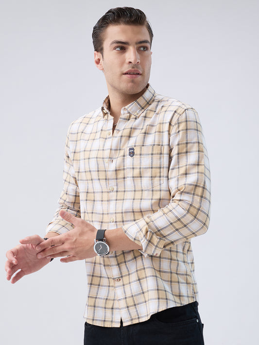 Neutral Beige & Black Windowpane Checks Shirt