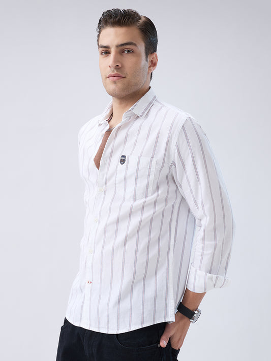 Elegant White Striped Weekend Shirt