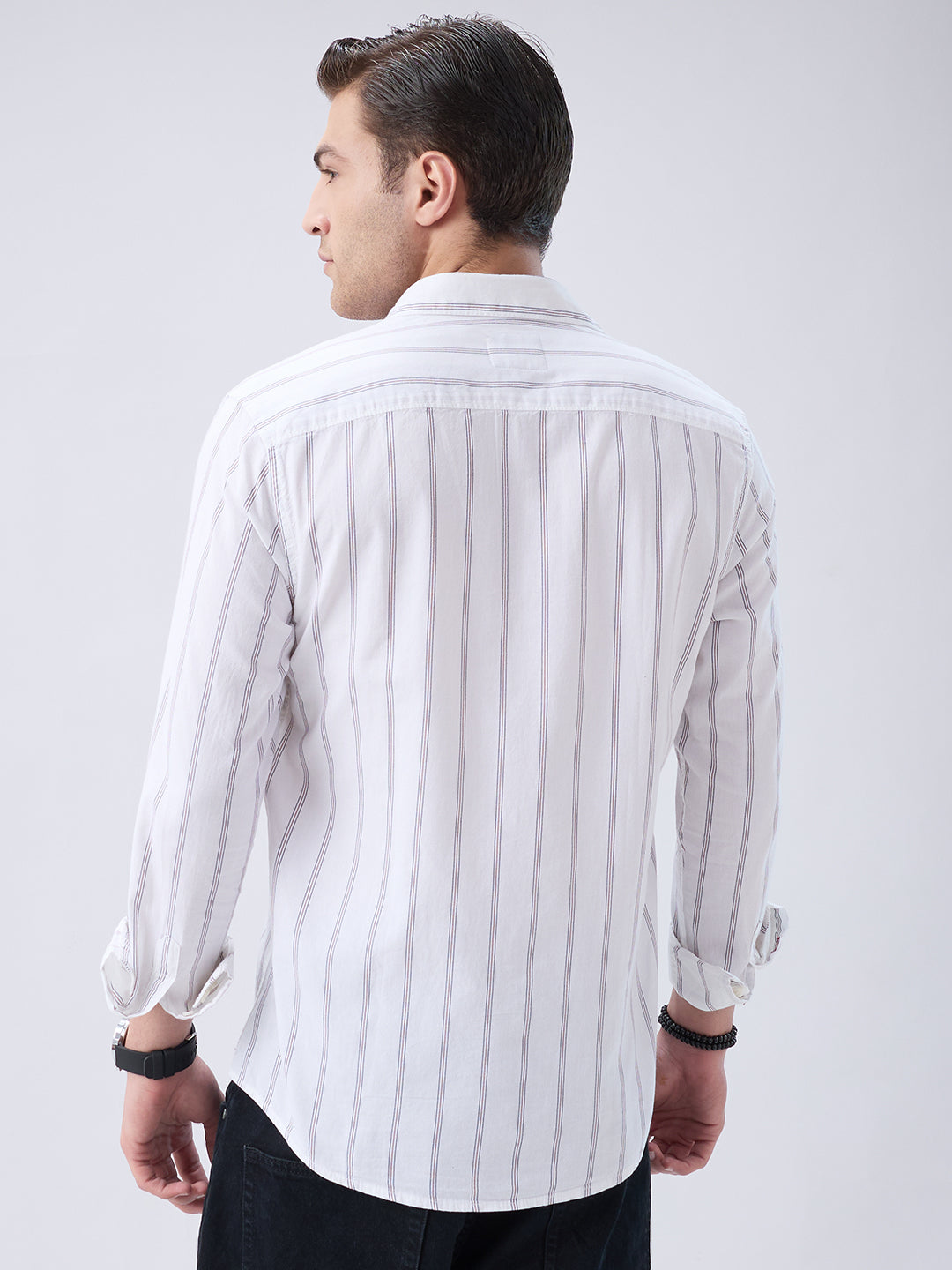 Elegant White Striped Weekend Shirt