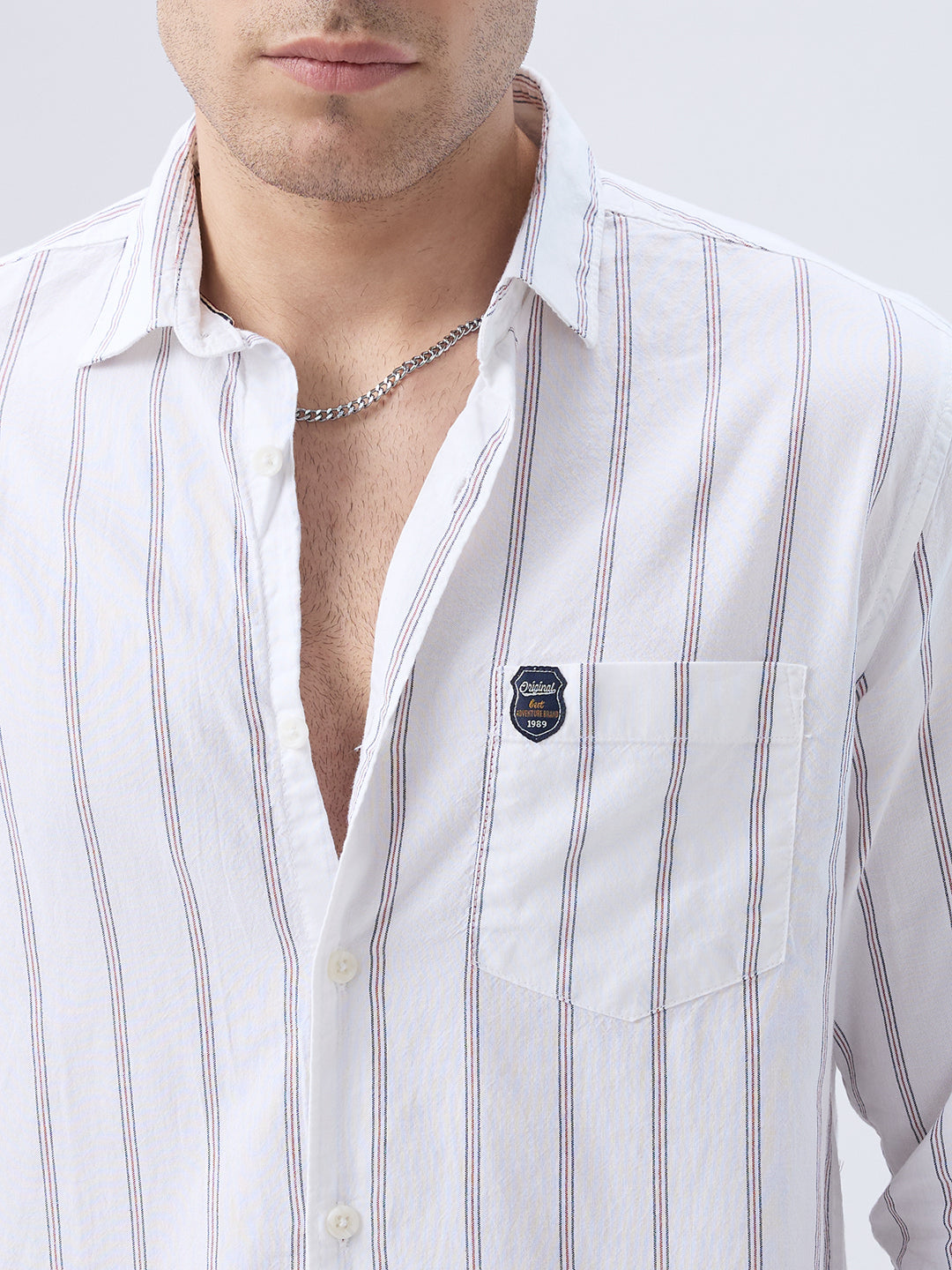 Elegant White Striped Weekend Shirt