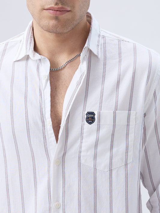 Elegant White Striped Weekend Shirt