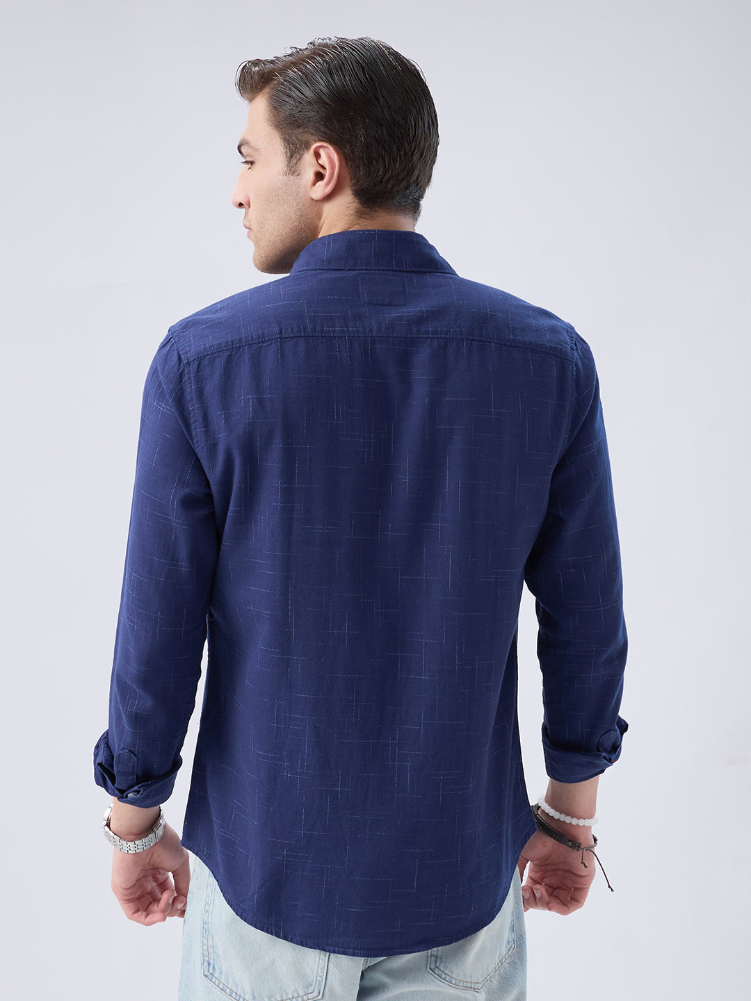 Subtle Deep Blue Printed Shirt