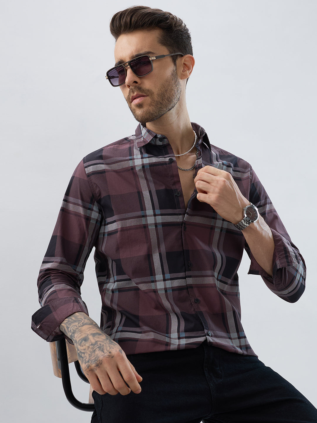 Pecan Brown Checkered Shirt