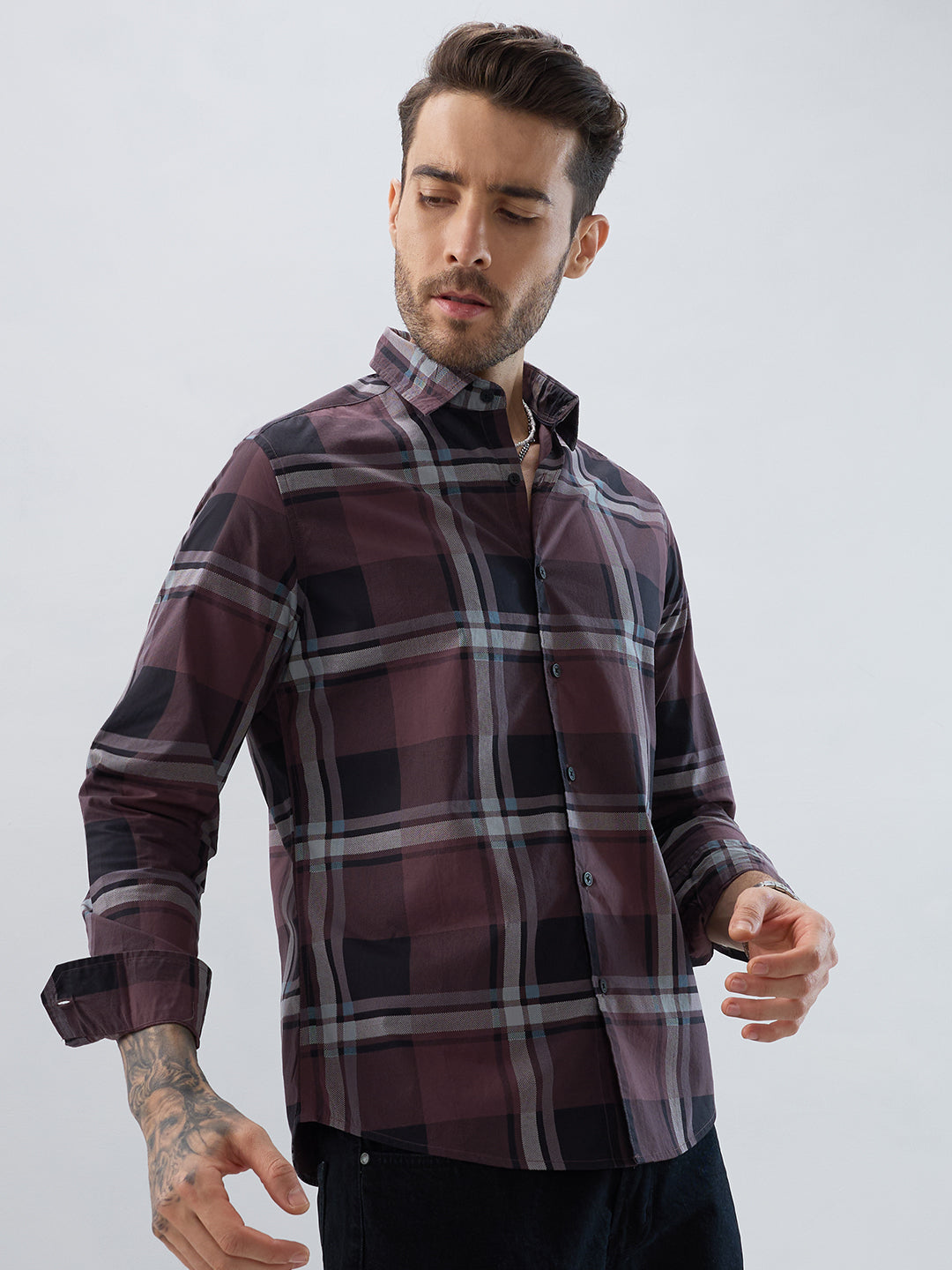Pecan Brown Checkered Shirt