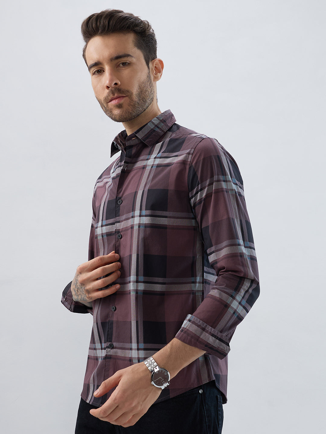 Pecan Brown Checkered Shirt