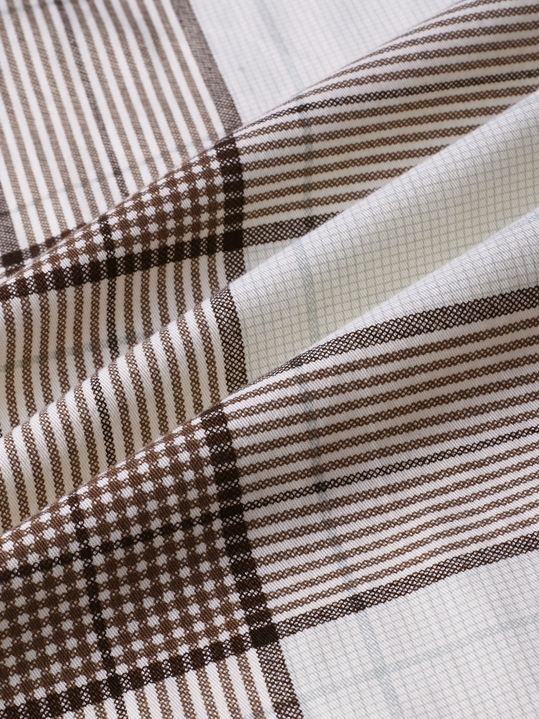 Off White & Brown Checkered Shirt