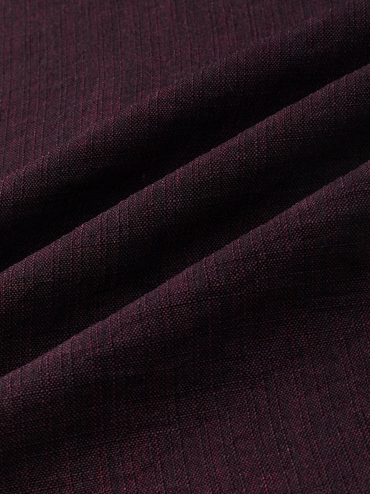 Rich Wine Slub Textured Boxy Fit Crop Shirt