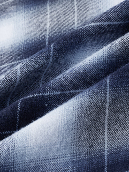 Blue Eminence Ombre Checks Twin Pocket Flannel Shirt