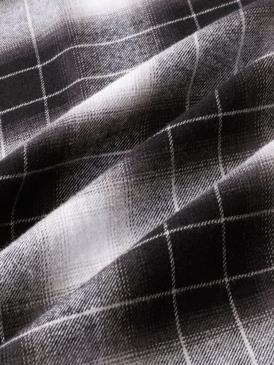 Black & Silver Mist Plaid Checks Double Pocket Flannel Shirt