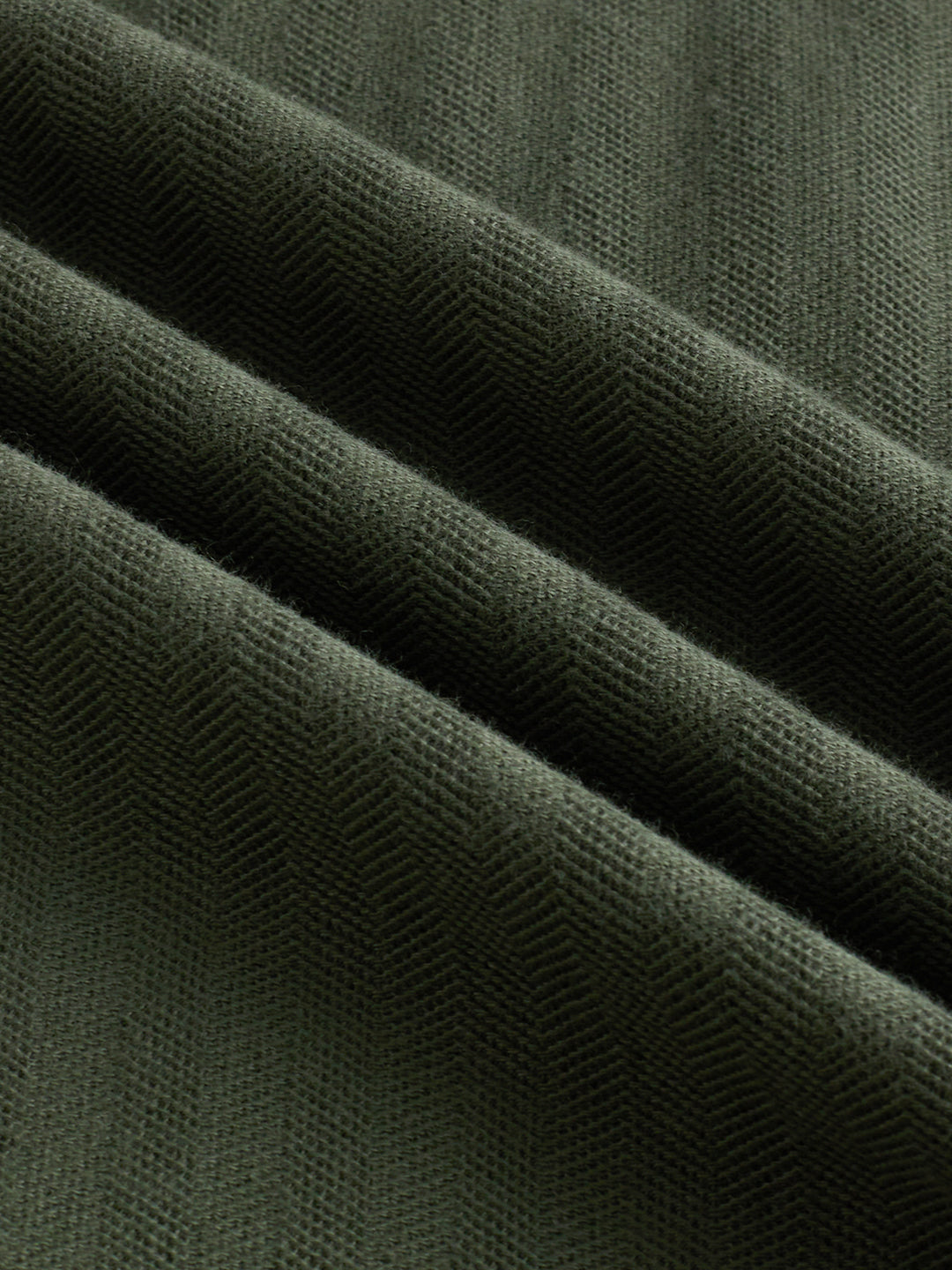 Olive Herringbone Textured Knitted Shirt