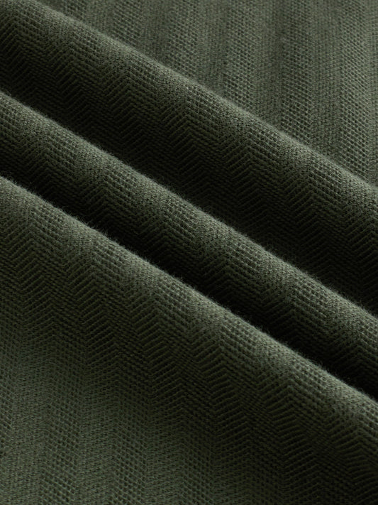 Olive Herringbone Textured Knitted Shirt