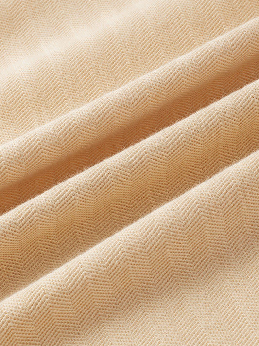 Soft Beige Herringbone Knit Shirt