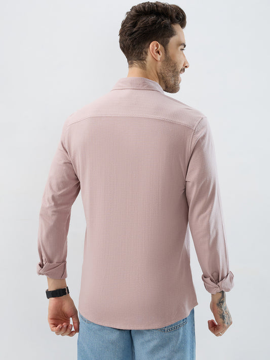 Dusty Rose Pink Textured Knit Shirt