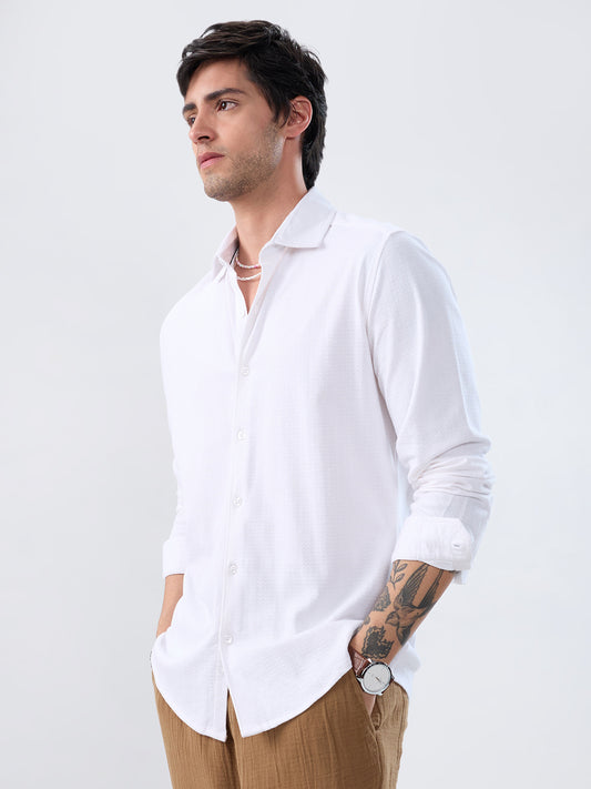 Moonlight White Jacquard Everyday Knit Shirt