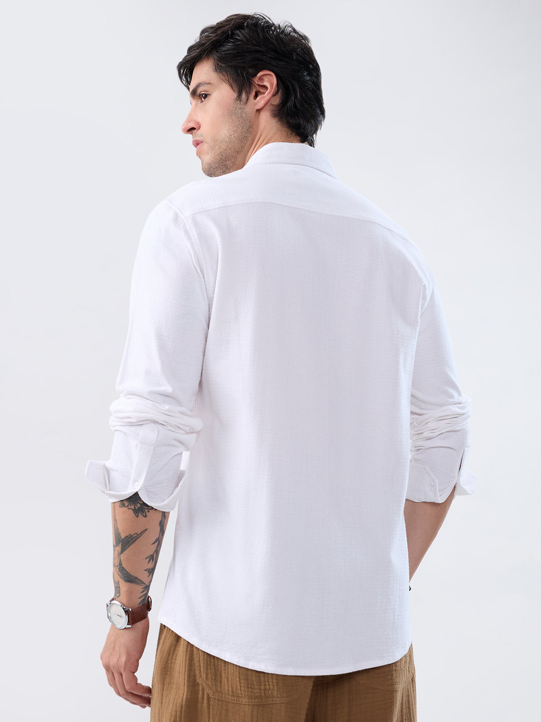 Moonlight White Jacquard Everyday Knit Shirt