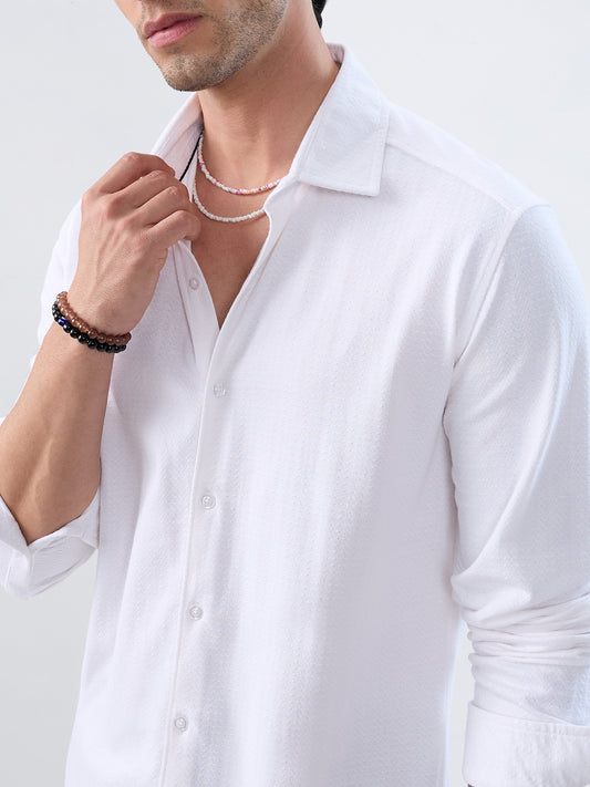 Moonlight White Jacquard Everyday Knit Shirt