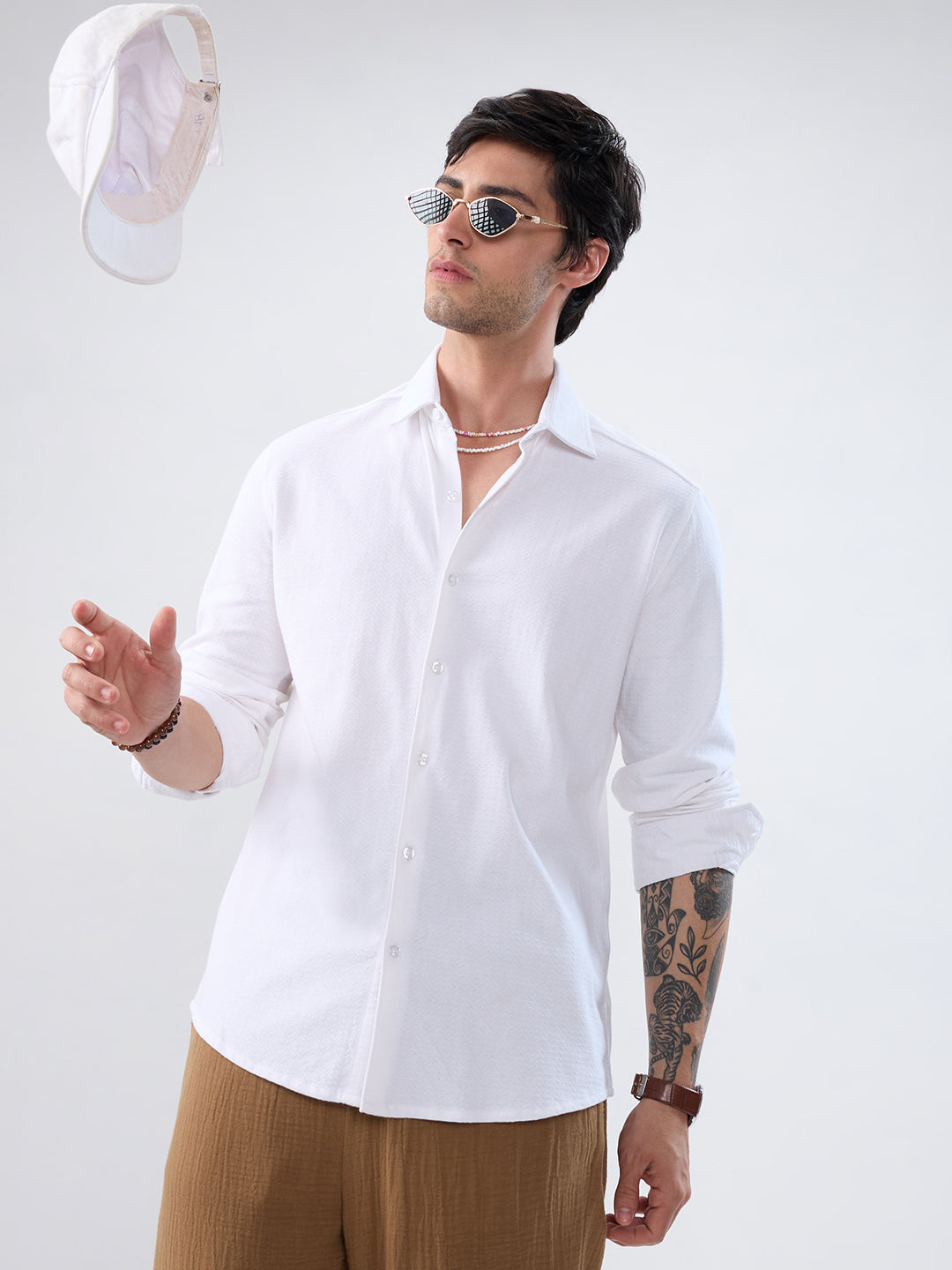 Moonlight White Jacquard Everyday Knit Shirt