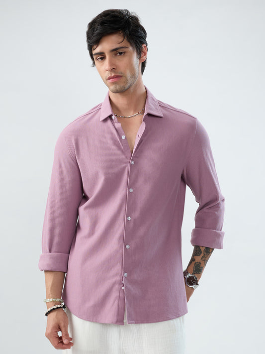 Turkish Rose Pink Textured Knit Shirt