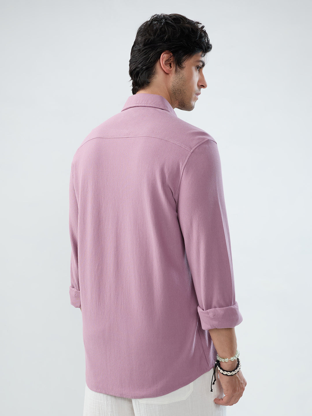 Turkish Rose Pink Textured Knit Shirt