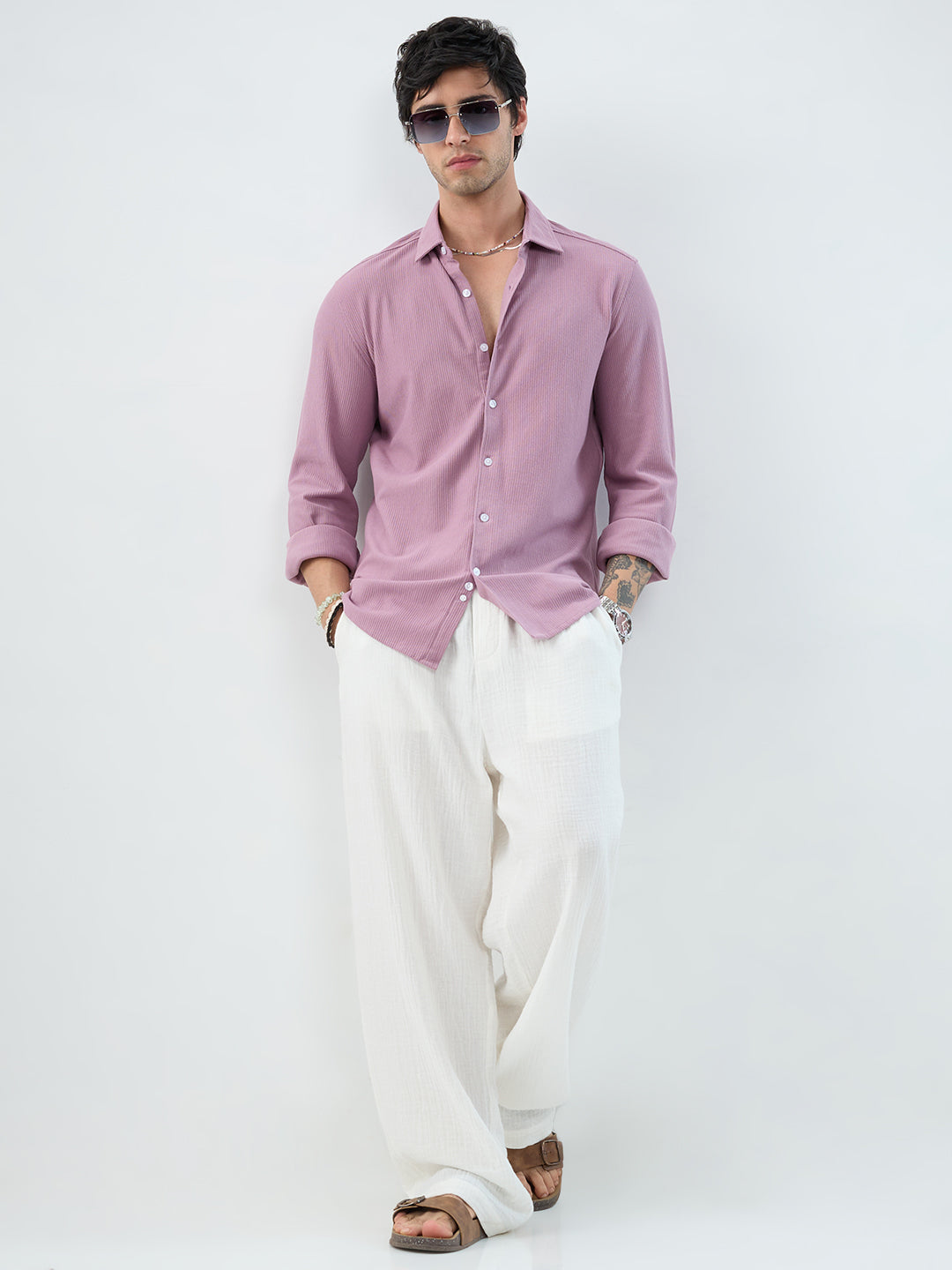 Turkish Rose Pink Textured Knit Shirt