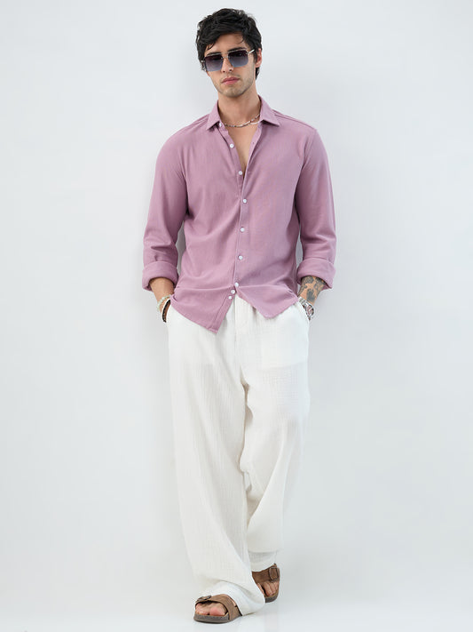 Turkish Rose Pink Textured Knit Shirt