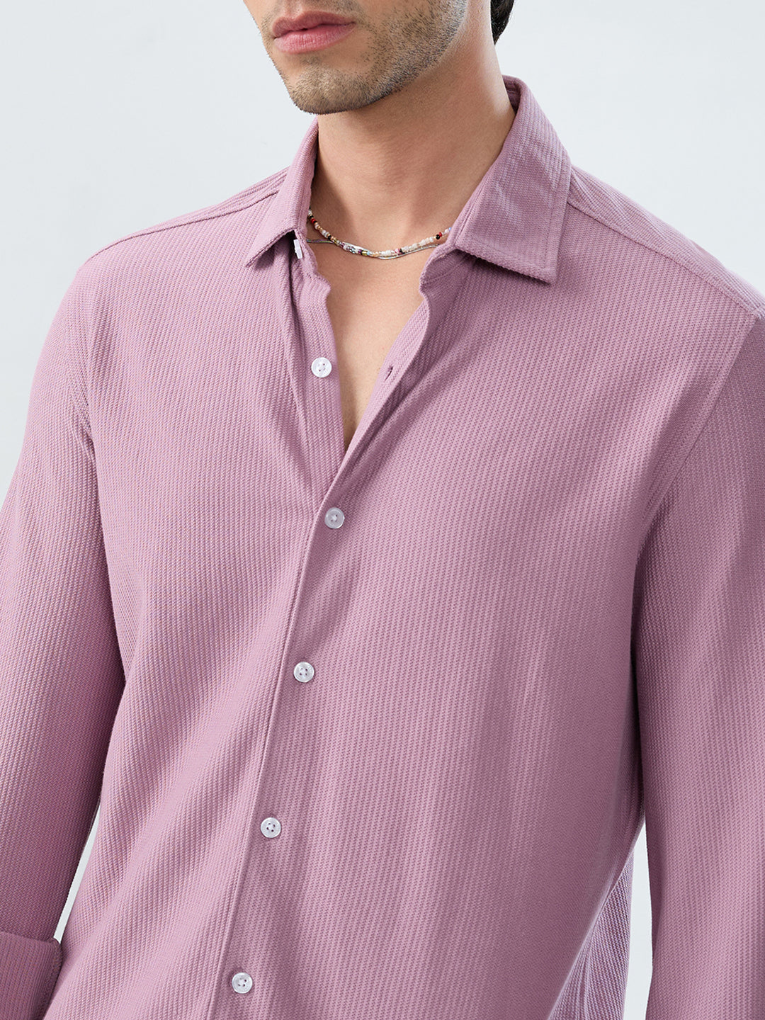 Turkish Rose Pink Textured Knit Shirt