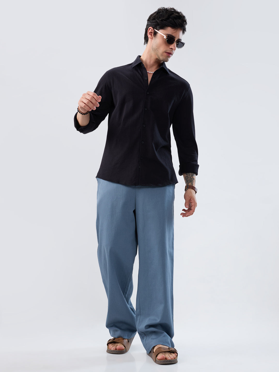 Black Jacquard Knit Everyday Shirt