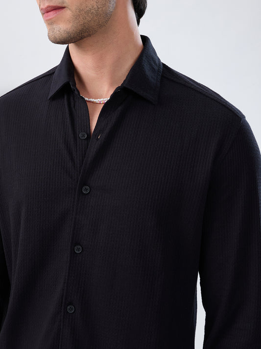 Black Jacquard Knit Everyday Shirt