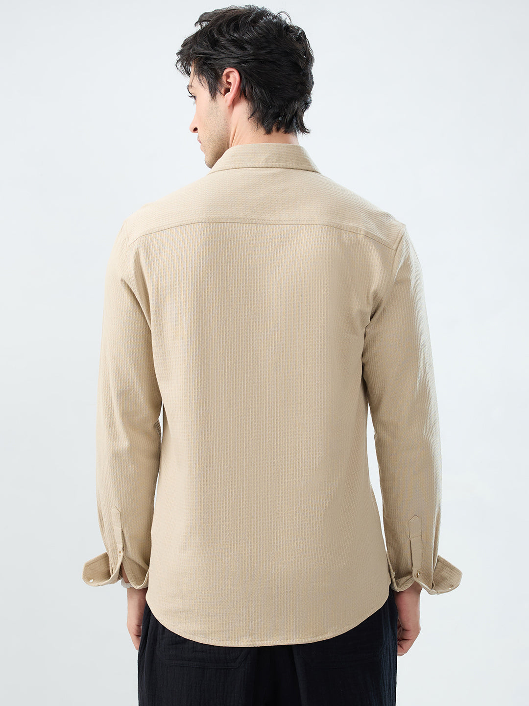 Mist Beige Jacquard Knit Everyday Shirt
