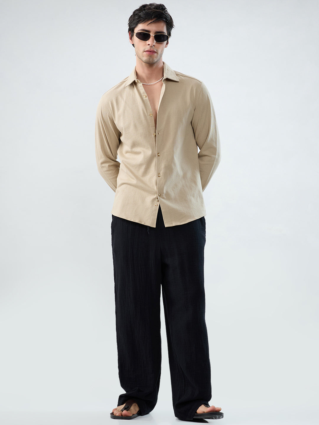 Mist Beige Jacquard Knit Everyday Shirt