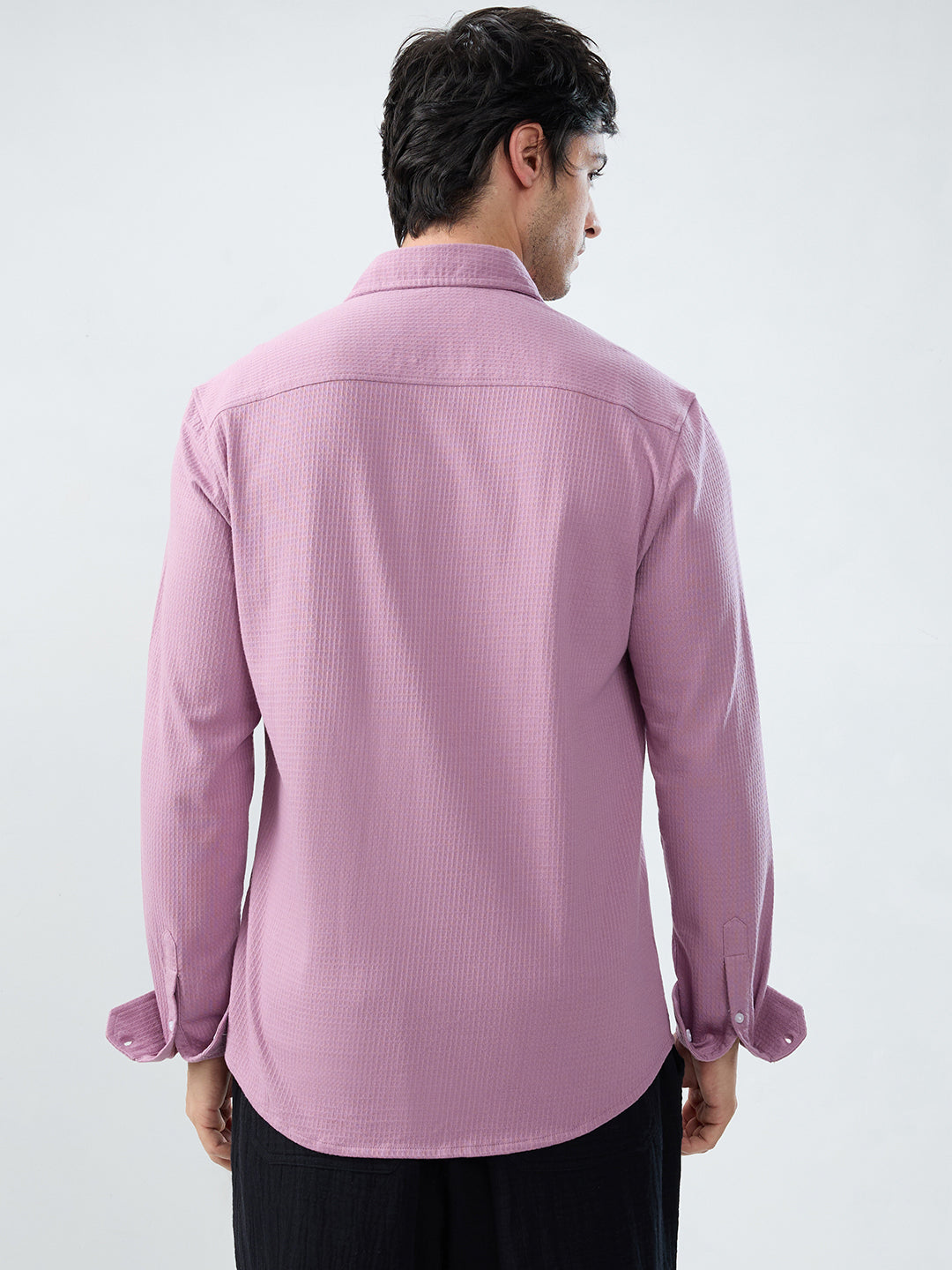 Warm Pink Jacquard Knit Everyday Shirt